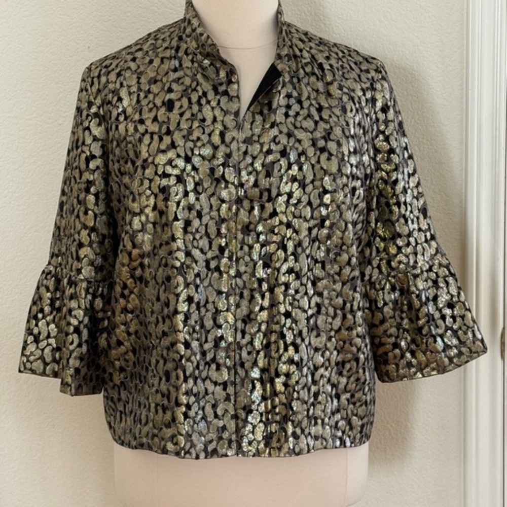 Chico's Shimmering Black and Gold Blouse Chicos size 3